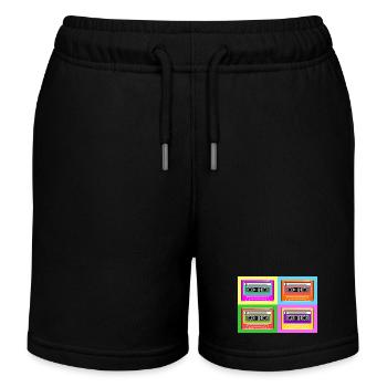 Cassette pop art tape - Kids Organic Sweat Shorts by Stanley/Stella - black - Front