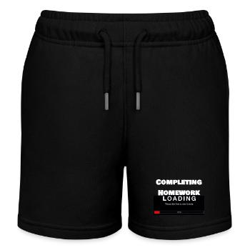 Scrolling Loading Bar University Funny Print - Kids Organic Sweat Shorts by Stanley/Stella - black - Front
