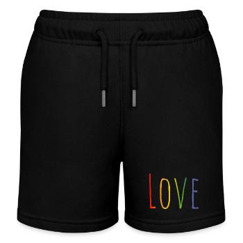 CSD LGBT Regenbogen Love Design - Kinder Organic Joggingshorts Mini Bolter von Stanley/Stella - Schwarz - Vorne