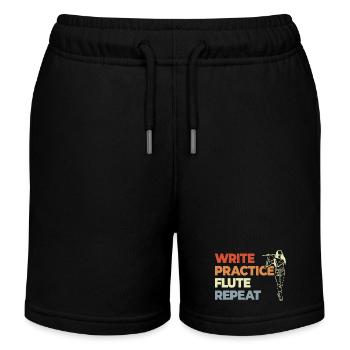 Write Practice Flute Repeat - Kinder Organic Joggingshorts Mini Bolter von Stanley/Stella - Schwarz - Vorne