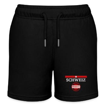 Flagge der Schweiz, Schweizer Stolz - Kinder Organic Joggingshorts Mini Bolter von Stanley/Stella - Schwarz - Vorne