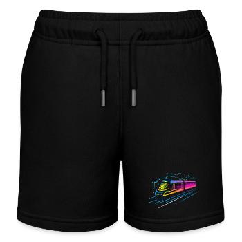 Train Cartoon Look - Kids Organic Sweat Shorts by Stanley/Stella - black - Front
