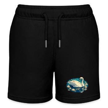 Schwäne Schwan - Kinder Organic Joggingshorts Mini Bolter von Stanley/Stella - Schwarz - Vorne