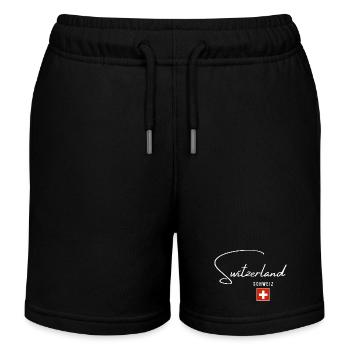 Ich liebe die Schweiz, minimalistisches, schlankes Design - Kinder Organic Joggingshorts Mini Bolter von Stanley/Stella - Schwarz - Vorne