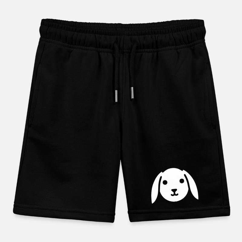 Cute floppy ear bunny rabbit head Kids Organic Sweat Shorts by Stanley/Stella