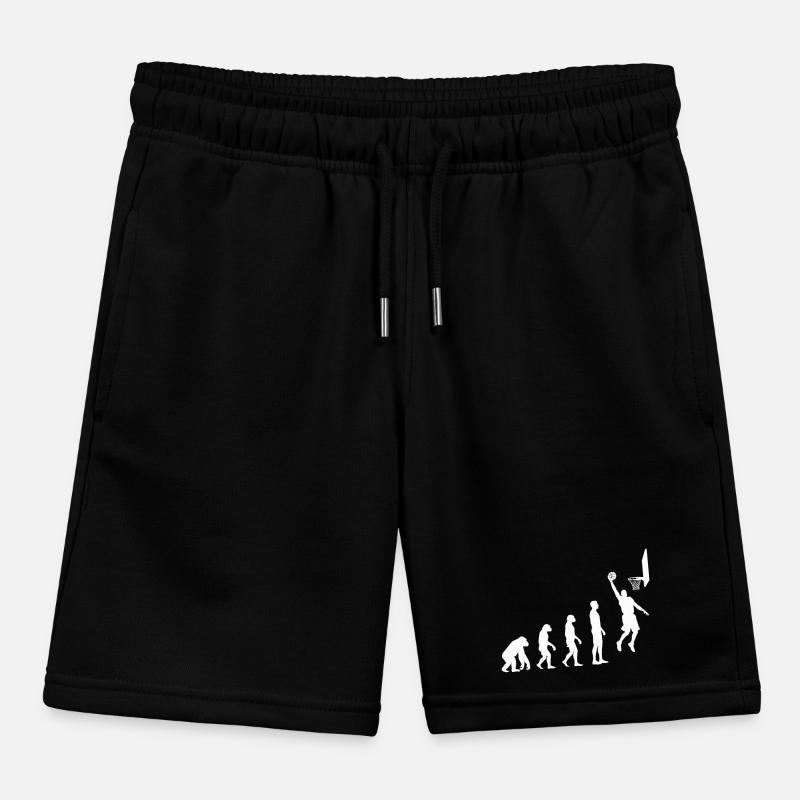 Basketball Dunk Evolution Motif Kids Organic Sweat Shorts by Stanley/Stella