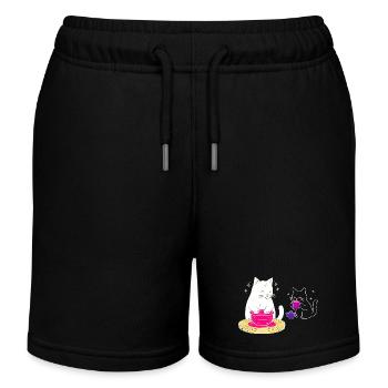 Artisan Cat Life – From Wheel to Tea - Kids Organic Sweat Shorts by Stanley/Stella - black - Front