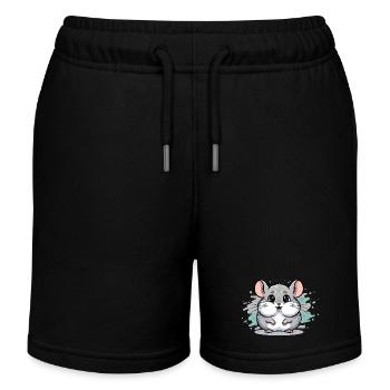 Cuddly Hamster Cartoon - Kids Organic Sweat Shorts by Stanley/Stella - black - Front