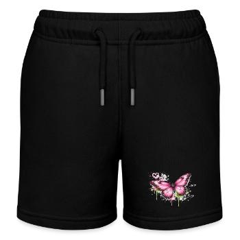 Schmetterling Graffiti Street Art  - Kinder Organic Joggingshorts Mini Bolter von Stanley/Stella - Schwarz - Vorne