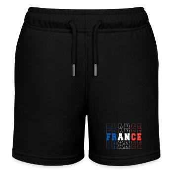 Frankreich Fußballfanflagge Blau, Weiß, Rot, Sport - Kinder Organic Joggingshorts Mini Bolter von Stanley/Stella - Schwarz - Vorne