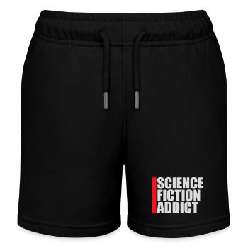 Science Fiction Addict Sci Fi Lover Quote Text - Kids Organic Sweat Shorts by Stanley/Stella - black - Front