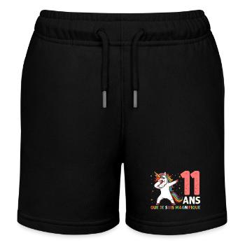 Licorne Dab Cadeau 11 Ème Anniversaire 11 Ans - Short de jogging enfant bio Stanley/Stella - noir - Devant