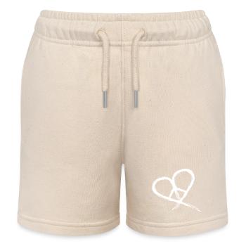 Peace Symbol Hippie Heart Peace Freedom Love - Kids Organic Sweat Shorts by Stanley/Stella - soft Ecru - Front