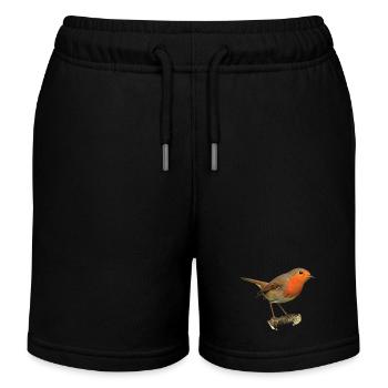 Rotkehlchen1 Robin - Kinder Organic Joggingshorts Mini Bolter von Stanley/Stella - Schwarz - Vorne