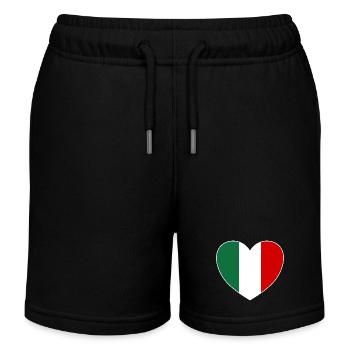 Italy Flag Heart Wide - Kids Organic Sweat Shorts by Stanley/Stella - black - Front