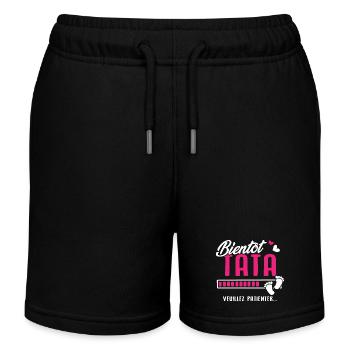 Bientôt tata veuillez patienter - Short de jogging enfant bio Stanley/Stella - noir - Devant