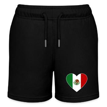 Mexico Flag Heart - Kids Organic Sweat Shorts by Stanley/Stella - black - Front