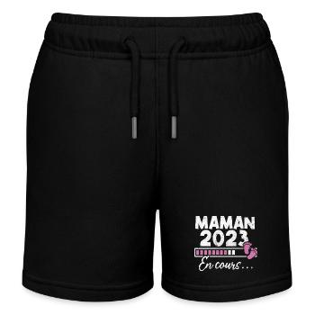 Maman 2023 En Cours - Short de jogging enfant bio Stanley/Stella - noir - Devant