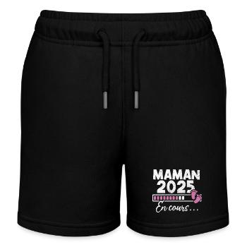 Maman 2025 En Cours - Short de jogging enfant bio Stanley/Stella - noir - Devant