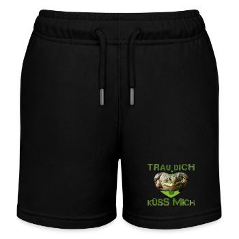 küss mich Frosch verzaubert - Kinder Organic Joggingshorts Mini Bolter von Stanley/Stella - Schwarz - Vorne