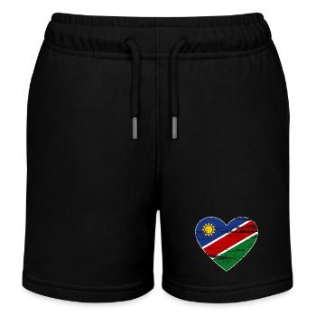 Namibia flag heart used - Kids Organic Sweat Shorts by Stanley/Stella - black - Front