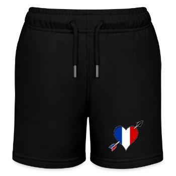 La France drapeau coeur amoureux - Short de jogging enfant bio Stanley/Stella - noir - Devant