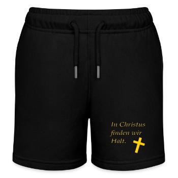 In Christus finden wir Halt - Kinder Organic Joggingshorts Mini Bolter von Stanley/Stella - Schwarz - Vorne