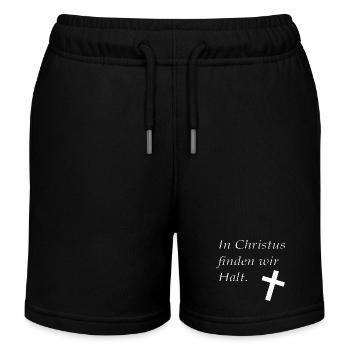 In Christus finden wir Halt - Kinder Organic Joggingshorts Mini Bolter von Stanley/Stella - Schwarz - Vorne