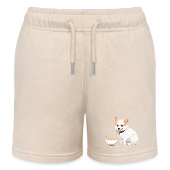 Corgi qui mange des ramens #1 - Short de jogging enfant bio Stanley/Stella - écru doux - Devant
