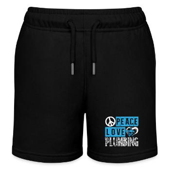 Plumber Plumber Peace Love Plumbing - Kids Organic Sweat Shorts by Stanley/Stella - black - Front