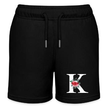 Red Floral K Letter - Kids Organic Sweat Shorts by Stanley/Stella - black - Front
