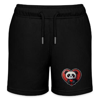 Pixel-Panda mit großem Herz - Kinder Organic Joggingshorts Mini Bolter von Stanley/Stella - Schwarz - Vorne