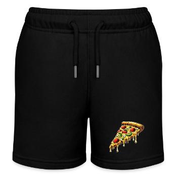 Pizza Cartoon Schmelzender Käse Lustiges Design - Kinder Organic Joggingshorts Mini Bolter von Stanley/Stella - Schwarz - Vorne