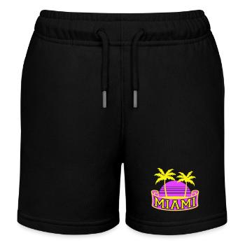 Miami USA 2 Palmen Strand Sonne Amerika Reise Cool - Kinder Organic Joggingshorts Mini Bolter von Stanley/Stella - Schwarz - Vorne