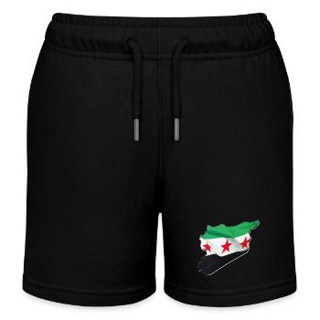 Syrien Flagge in der Syrien Landkarte 2 - Kinder Organic Joggingshorts Mini Bolter von Stanley/Stella - Schwarz - Vorne