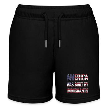 AMERICA WAS BUILT BY IMMIGRANTS Flüchtlingsrechte - Kids Organic Sweat Shorts by Stanley/Stella - black - Front