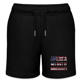 AMERICA WAS BUILT BY IMMIGRANTS Flüchtlingsrechte - Kids Organic Sweat Shorts by Stanley/Stella - black - Front