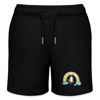 Einhorn Schaukel Regenbogen - Kinder Organic Joggingshorts Mini Bolter von Stanley/Stella - Schwarz - Vorne