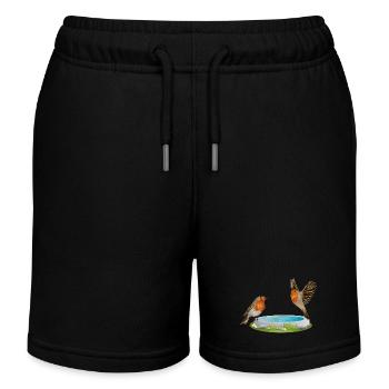 Bird potions with two fun robins - Kids Organic Sweat Shorts by Stanley/Stella - black - Front