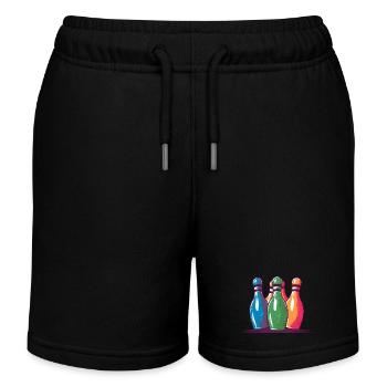 Bowling Pins Comic Style - Kids Organic Sweat Shorts by Stanley/Stella - black - Front