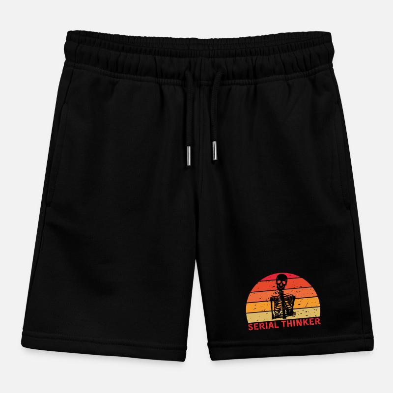 Serial Thinker Skeleton Thinking Retro Sunset Kids Organic Sweat Shorts by Stanley/Stella