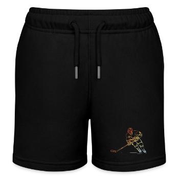 Eishockeyspieler Skizze Vintage - Kinder Organic Joggingshorts Mini Bolter von Stanley/Stella - Schwarz - Vorne