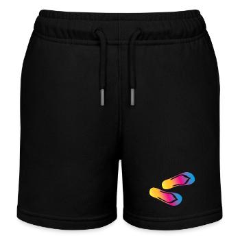 Latschen Flip Flops Urlaub Strand Camping Farben - Kinder Organic Joggingshorts Mini Bolter von Stanley/Stella - Schwarz - Vorne