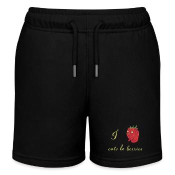 Qui n'aime pas les chats et les baies ? - Short de jogging enfant bio Stanley/Stella - noir - Devant