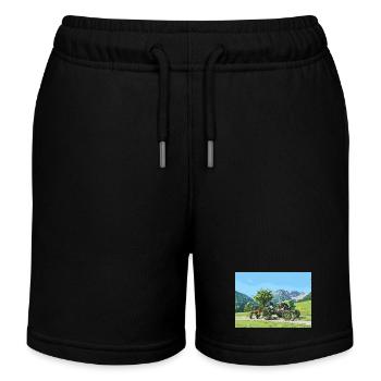 Tracteur Vintage Vert Paysage Alpin 15er Steyr - Short de jogging enfant bio Stanley/Stella - noir - Devant