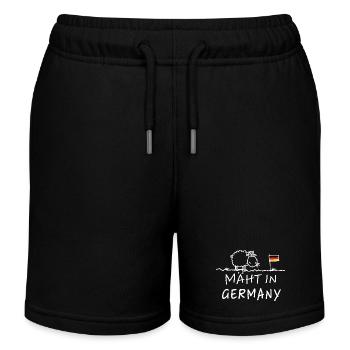 Mowing in Germany – Funny Farm Saying Sheep - Kids Organic Sweat Shorts by Stanley/Stella - black - Front