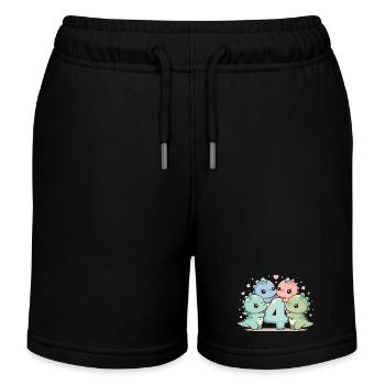4th Birthday Dino Dinosaur 4 Years Gift - Kids Organic Sweat Shorts by Stanley/Stella - black - Front