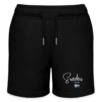 Hergestellt in Schweden, schwedische Wurzeln - Kinder Organic Joggingshorts Mini Bolter von Stanley/Stella - Schwarz - Vorne