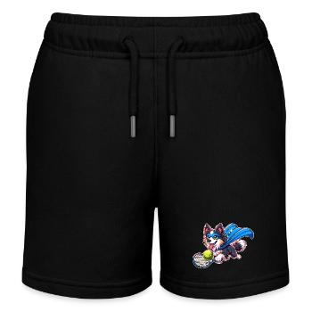 Superheld Corgi Mit Tennisball Und Umhang - Kinder Organic Joggingshorts Mini Bolter von Stanley/Stella - Schwarz - Vorne
