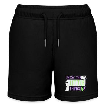 Enjoy The Little Things Dankbarkeit Achtsamkeit - Kinder Organic Joggingshorts Mini Bolter von Stanley/Stella - Schwarz - Vorne
